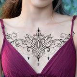 Qfdian  Waterproof Temporary Tattoo Sticker Flower Geometry Bow sexy Fake Tatto Flash Tatoo chest Tato for Girl Women