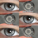 Qfdian  2PCS New Gray Prescription Contact Lenses Fashion Pupils Cosmetics Eye Color Lenses Myopia Colored Contact Lenses Brown