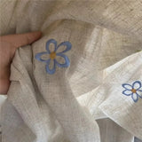 Qfdian  Finished Embroidery Simple Curtains for Living Room Linen Blackout Bedroom Floor To Ceiling Windows Custom Thermal