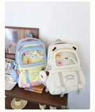 Qfdian High-capacity Casual Contrast Color Backpacks Y2k Aesthetic Transparent Schoolbags Streetwear Students Patchwork Backpack Women
