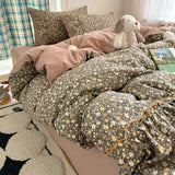 Qfdian  New Comforter Sets Bedding Sets and Components With Bowknot Lace 4PCS Soft Bedding Sets For Girls Women Home Bedroom