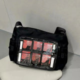 Qfdian Y2k Aesthetic Patchwork Contrast Color Crossbody Bag All Match Preppy Trendy Casual Ita Bags Women Transparent Ins Shoulder Bags
