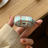 Qfdian Korea Fashion Brown Plaid Splicing Pattern Retro Neck Lanyard Shockproof Protection Case For AirPods 4 3 2 1 Pro 2 Earphone Case