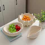 Qfdian  Ceramic Shell Fruit Bowl Textured snack bowl Afternoon tea serving Coffee table centerpiece bowl Decorative storage container