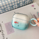 Qfdian Korea lovely transparent gradient goldfish koi soft earphone case for airpods 4 pro 2 3nd protection cover coque cute pendant