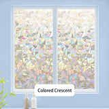 Qfdian Non adhesive detachable electrostatic adhesive window privacy film rainbow colored glass film curtain sticker reflective home