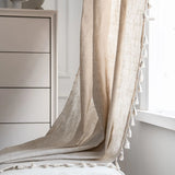 Qfdian Curtains for Living Room Luxury Beige Tassel Crochet Blackout Curtains 1Panels Semi-Sheer Rustic Boho Bedroom Home Decoration