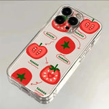 Qfdian  Ins Korean Cute Tomatoes Phone Case For iPhone 17 16 15 11 12 14 13 Pro Max Mini X XS XR 7 Plus 16E Air Shockproof  Cover Fundas