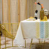 Qfdian  Three-dimensional Embroidery Table Cloth Light Luxury French Retro Rectangular Coffee Table Cloth High-grade Cotton Linen Decor
