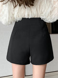Qfdian  High Waist Wide Leg A-Line Shorts Women Korean Fashion Loose Casual Black Shorts Female New Summer Pocket Beige Shorts