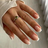 Qfdian 24Pcs Nude White French Fake Nail Short Square Nail Tips Fashion Wearable False Nails with Glue Simple Full Cover Press on Nails