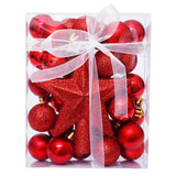 Qfdian  30pcs Christmas Balls Ornaments Set Christmas Tree Hanging Pendant Star Topper Xmas Bauble Ball Noel Navidad New Year Decoration