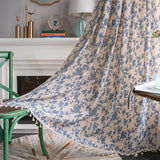 Qfdian Blue Floral Curtain Printing Window Curtains for Light Blocking Drapes Rod Pocket Bedrooms Living Room Bathroom Boho Decorations
