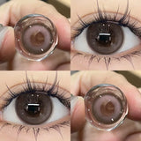 Qfdian 2Pcs Kroean New Colored Contact Lenses with Prescription Myopia Degree 0.00- 8.00 Soft Lens Eye Magic Ice Extract
