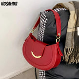 Qfdian 2025 New Y2k Aesthetic Simple Fairy Underarm Bag Women Trendy All Match Top-Handle Bags Vintage Casual Fashion Shoulder Handbags