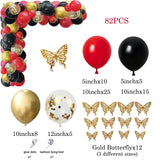 Qfdian  Red Black Balloon Garland Kit Gold Confetti Party Birthday Ballon Arch Casino Theme Wedding Graduation Decorations Helium Globos