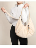 Qfdian High-capacity Solid Simple Shoulder Bags Men Women Nylon Casual Travel Hobo Bag Y2k Aesthetic Vintage Casual Handbags Crossbody