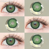 Qfdian  1pair Colorcon Contact Lenses Green Color Lens Natural Brown Eye Contacts Gray Pupils Beautiful Cosmetic Yearly Lenses