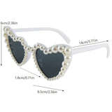 Qfdian  One-piece Set of Heart-shaped Pearl Y2K Retro Heart-shaped Glasses (women's Style) for Birthday Parties