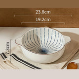 Qfdian  Japanese Double Ear Soup Noodle Bowls, Household Kitchen Restaurant Supplies, Tableware, Salad Fruit Soup Phnom Penh Bowls , 1Pc