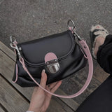 Qfdian  Fashion Sweet Women Simple Crossbody Bags Vintage Y2k Aesthetic Casual Shoulder Bag Soft Leather All Match Handbag Korean Trendy
