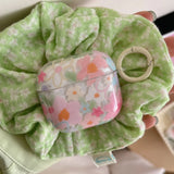 Qfdian Transparent Oil Painting Flower Shockproof Protector With Keychain For AirPods 1 2 3 4 Case For AirPods Pro 2 Protection Cover