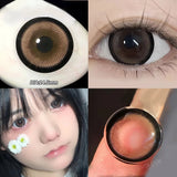 Qfdian  1 Pair Color Contact Lenses with Diopters Brown Lens Big Eyes Colored Makeup Natural Eye Lens Beautiful Gray Pupils Lens