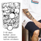 Qfdian Japanese Traditional Half Arm Herbal Juice Temporary Tattoo Stickers Sakura Leaf Lasting Art Fake Tattoo Men Women Faux Tatouage