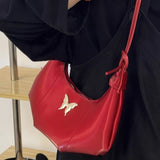Qfdian Streetwear Casual Simple Butterfly Shoulder Bag All Match Y2k Aesthetic Women Fashion Handbags Korean Ins Vintage Crossbody Bags