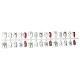 Qfdian  10Pcs Christmas-Themed Handmade Press-On Nail European-Style Gold-Plated Cat's Eye 3D Silver Snowflake Christmas Tree Nails
