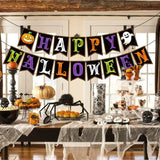 Qfdian  Halloween Decorations - Happy Halloween Banner HALLOWEEN Party Decorations for Indoor Outdoor - Trunk or Treat Backdrop Garland