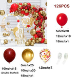 Qfdian  96Pcs Red White Balloon Arch Garland Kit Red Confetti Ballon Set Birthday Party Decoration Wedding Graduation Baby Shower Globos