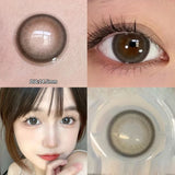 Qfdian  1 Pair Color Contact Lenses with Diopters Brown Lens Big Eyes Colored Makeup Natural Eye Lens Beautiful Gray Pupils Lens