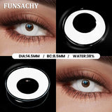 Qfdian  1 Pair Red Cosplay Witch Contact Lenses Halloween Black White Makeup Lens Crazy Party Role Playing Eye Contacts Lens
