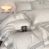 Qfdian Luxury 1000TC Egyptian Cotton Solid Color Hotel Style Embroidery Bedding Set Duvet cover Set Flat/Fitted Bed Sheet Pillowcases