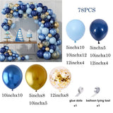 Qfdian  Navy Blue Balloon Garland Arch Kit Macaron Blue Metal Gold Confetti Balloons Birthday Party Baby Shower Gender Reveal Decoration