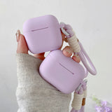 Qfdian Lavender Purple Matte Silicone Joined Earphone Case for AirPods Pro 2 with Anti Loss Rope for AirPods 1 2 3 4 Soft Funda Cover