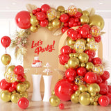 Qfdian  Red Gold Balloons Garland Arch Kit Gold Confetti Balloon Valentines Day Wedding Anniversary Bridal Shower Birthday Party Decor