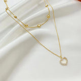 2024 Fashion New Gold Color Double Layer Heart Necklace For Women Clavicle Chain Elegant Charm Wedding Pendant Jewelry