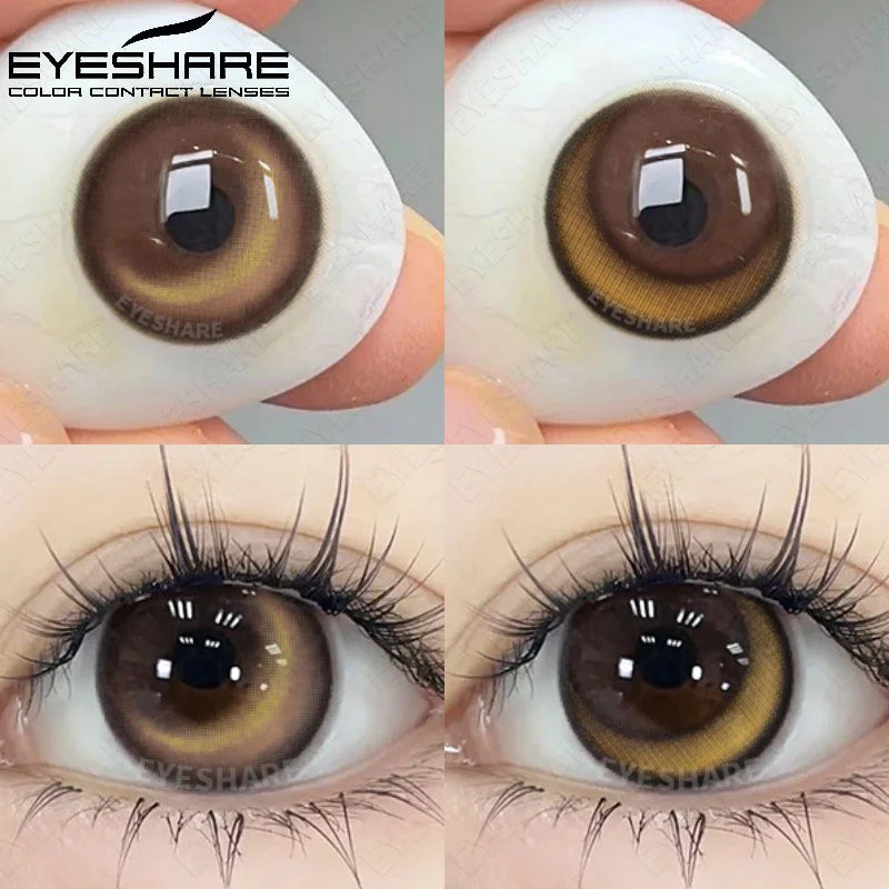 EYESHARE Natural Brown Color Contact Lenses for Eyes 1Pair Colored Lenses Beautiful Pupil Makeup Yearly Use Eye Colored Contacts