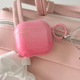 Qfdian New Gradient Pink Gloss Smooth Soft Silicone Case With Keychain For Apple AirPods Pro 2 3 4 1 Wireless Bluetooth Earphone Cover