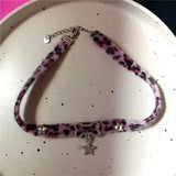 Qfdian  Y2K Cat Claw Star Heart Pendant Plush Leopard Bone Choker Charms Necklaces For Women Goth Aesthetic Accessories Grunge Jewelry