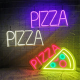Qfdian  Pizza Neon Sign Decor Open Neon Sign Wall Decor Pizza Neon Sign Indoor LED Nightlight Sign for Store Handmade Business Sign