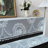Qfdian  2PCS White Lace Piano Cover Three Piece Set Dust Proof Multiple Piano Covers Beautiful Home Decor Piano Bench Cover
