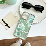 Qfdian Blue water-wave motting summer fundas for iphone 14pro 12 13 15promax 15 15pro 14 pro max 13pro 12pro ilvery frame phone case