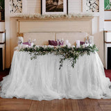 Qfdian Pearl Table Runner Gauze Chiffon White Wedding Arch Decoration Romantic Bridal Baby Shower for Holiday Party Birthday Cake Decor