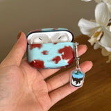 Qfdian Cartoon Cute Amber Blue Clear Soft Earphone Case For AirPods 4nd Air Pods 3 Pro 2 With Keychain Fall Prevention Protective Cover