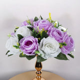 Qfdian  30CM Artificial Flower Table Centerpiece Wreath Party Wedding Backdrop Decor Road Lead Floral Ball Rose Hydrangea Gypsophila