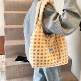 Qfdian  Commuter Shoulder Bag for Girls Large Capacity Portable Shoulder Bag for Friends Gifts Plush Tote Shopping Bag
