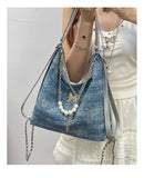 Qfdian Korean Office Lady Elegant Women's Handbags All Match Chain Chic Y2k Aesthetic Underarm Bag Casual Trendy Fashion Shoulder Bags